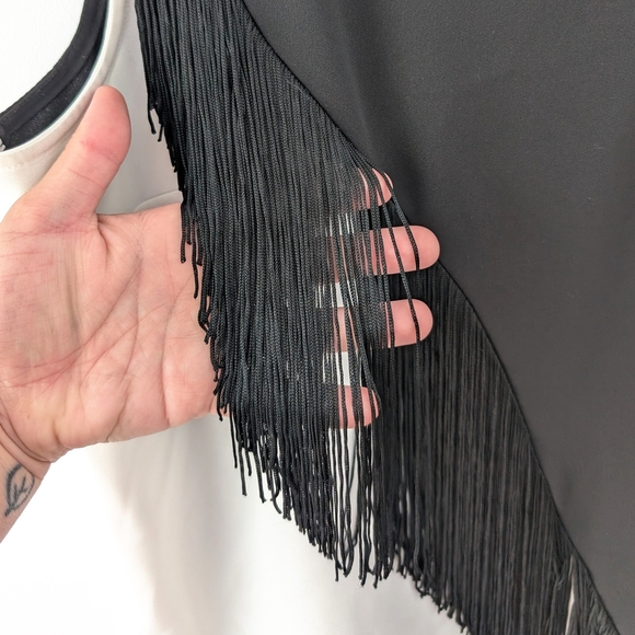 Calvin Klein Asymmetrical Sleeveless Fringe Top In Size Large - Picture 12 of 12